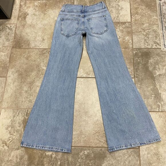 PIRAL 28x34 Mid Rise Stretch Flare Jeans Double Button Wide Leg Denim EUC - Picture 10 of 10
